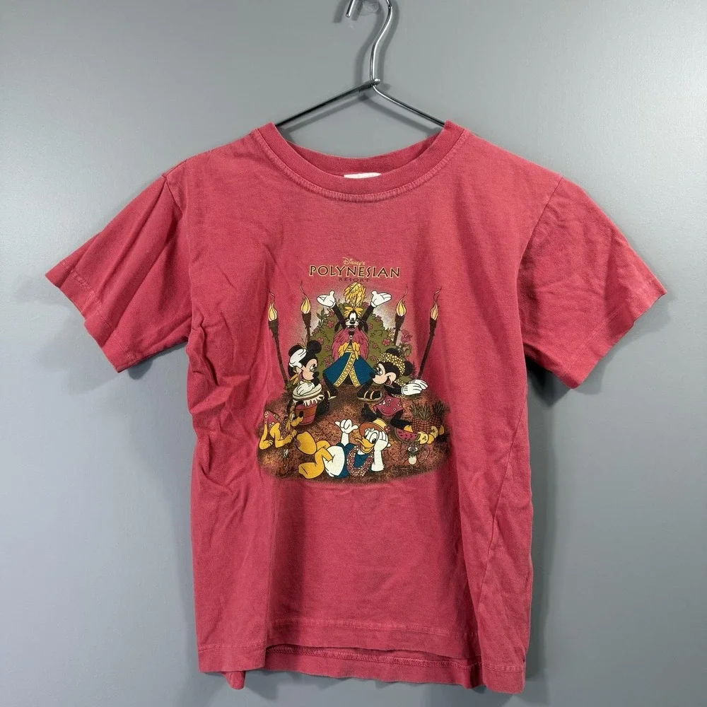 Vintage Mickey Inc Shirt Kids Medium Pink Disney Polynesian Resort Tee Graphic